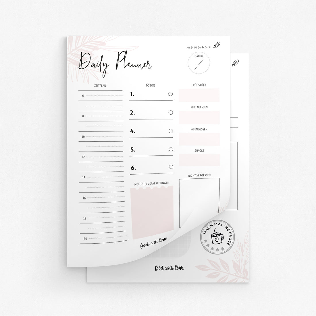 Daily Planner food with love | DIN A5 | 50 Blatt